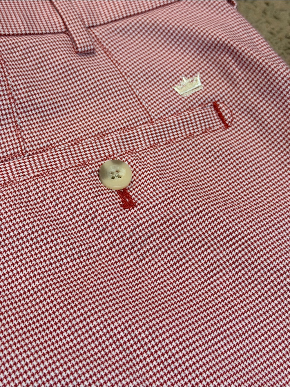 Peter Millar Red Micro-Check Button-Down Shirt